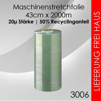 36x Maschinenstretchfolie 20µ | 50% Recyclingmaterial | 2000m 