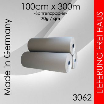 Ab 1 Rolle Schrenzpapier 100cm x 300m - 70g/m² grau 20 Rollen