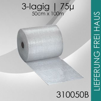 Luftpolsterfolie 3-lagig - 50cm x 100m - Business 12 Rollen