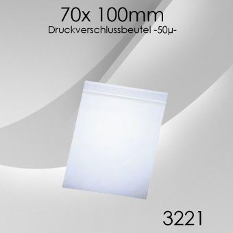 Druckverschlussbeutel 70x 100mm 50µ 