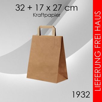 Papiertragetaschen braun 32 x 27cm 150 Stück