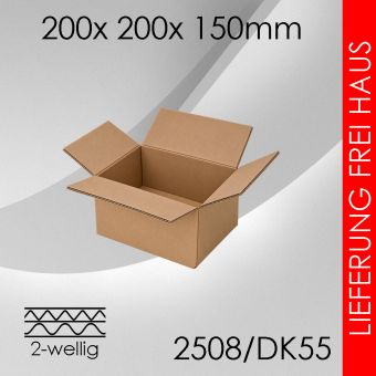 1.260x Faltkarton 2-wellig DK55 - 200x 200x 150mm 