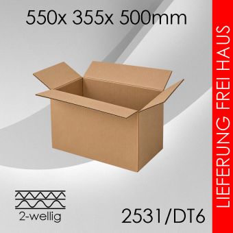 Faltkarton 2-wellig  DT6 - 550x 355x 500mm 