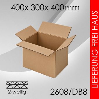 Faltkarton 2-wellig DB8 - 400x 300x 400mm 