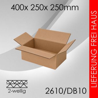 Faltkarton 2-wellig DB10 - 400x 250x 250mm 