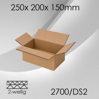 60x Faltkarton 2-wellig DS2 - 250x 200x 150mm 