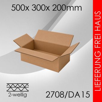 Faltkarton 2-wellig DA15 - 500x 300x 200mm 40 Stück