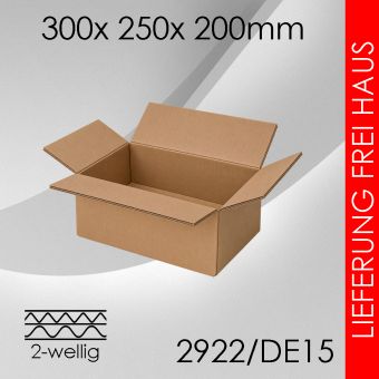 Faltkarton 2-wellig DE15 - 300x 250x 200mm 225 Stück