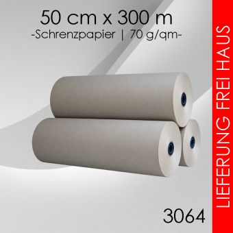 Ab 2 Rollen Schrenzpapier 50cm x 300m - 70g/m² grau 6 Rollen