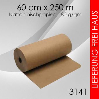 Ab 2 Rollen Packpapier 60cm x 250m - 80g/m² braun 2 Rollen