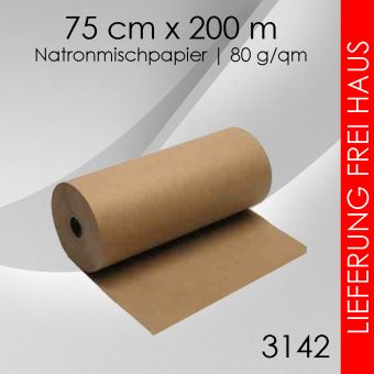 Ab 2 Rollen Packpapier 75cm x 200m - 80g/m² braun 6 Rollen