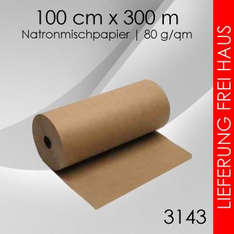 Packpapier 100cm x 300m - 80g/m² braun 3 Rollen