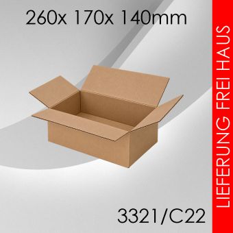250x Faltkarton C22 - 260x 170x 140mm 