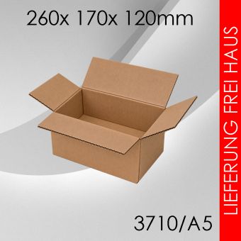 250x Faltkarton A5 - 260x 170x 120mm 