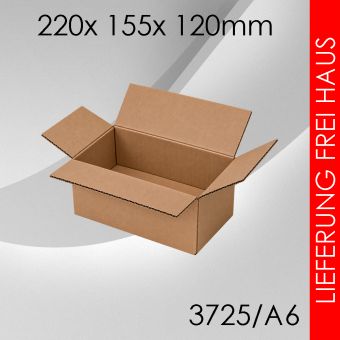 250x Faltkarton A6 - 220x 155x 120mm 