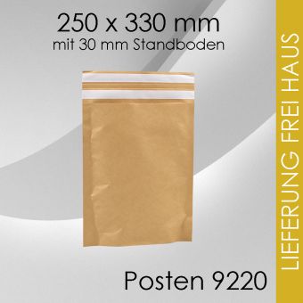 Faltentaschen 250x 330mm mit 3cm Standboden 500 Stück