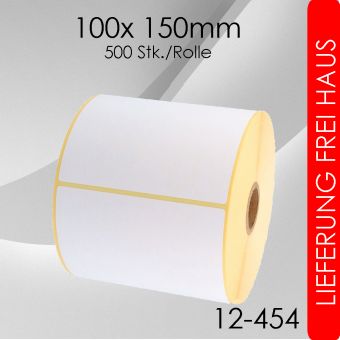 24 Rollen à 500 Stk. Thermoetiketten 100x 150mm - NICHT PERFORIERT 