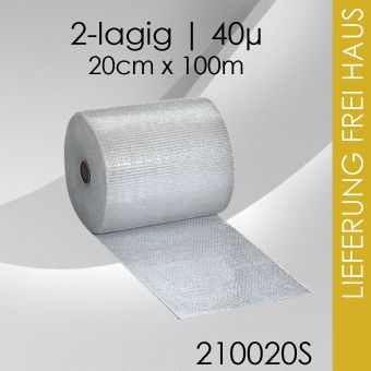 Luftpolsterfolie 2-lagig - 20cm x 100m - Standard 