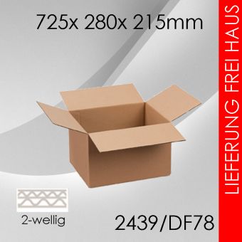 135x Faltkarton 2-wellig DF78 - 725x 280x 215mm 