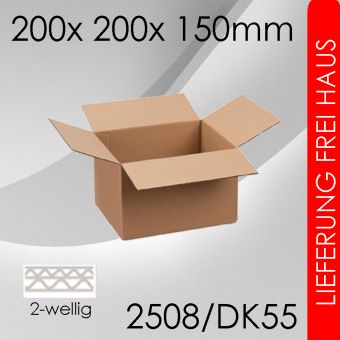 1.320x Faltkarton 2-wellig DK55 - 200x 200x 150mm 