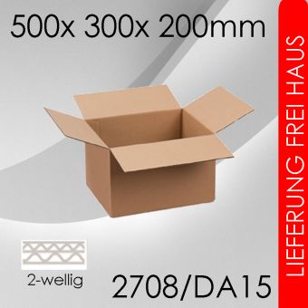 120x Faltkarton 2-wellig DA15 - 500x 300x 200mm 