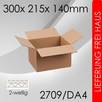 315x Faltkarton 2-wellig DA4 - 300x 215x 140mm 