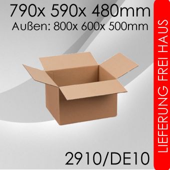 100x Faltkarton 2-wellig DE10 - 790x 590x 480mm 