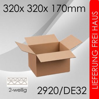180x Faltkarton 2-wellig DE32 - 320x 320x 170mm 