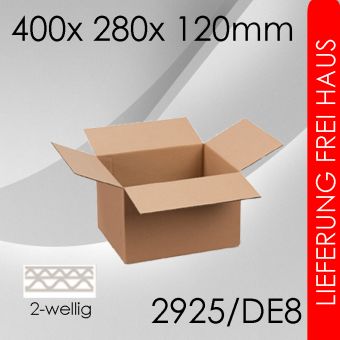 960x Faltkarton 2-wellig DE8 - 400x 280x 120mm 