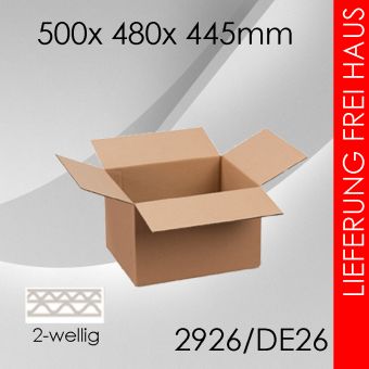 200x Faltkarton 2-wellig DE26 - 500x 480x 445mm 
