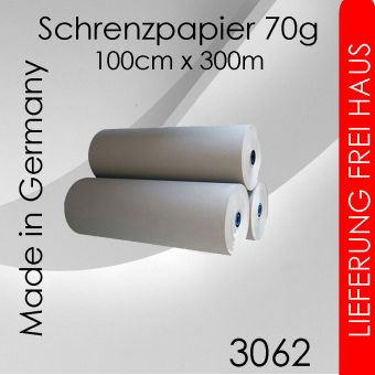 Ab 1 Rolle Schrenzpapier 100cm x 300m - 70g/m² grau 