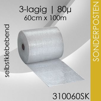 2x Luftpolsterfolie 3-lagig selbstklebend - 60cm x 100m - 80µ 