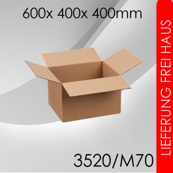 100x Faltkarton 1-wellig M70 - 600x 400x 400mm 