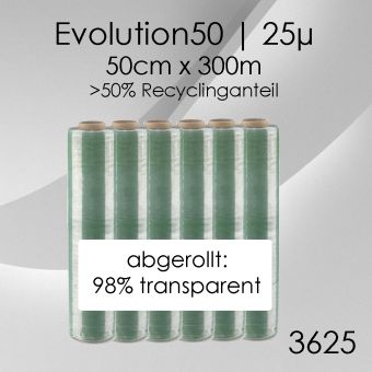 18x Handstretchfolie 50% Recycling 25µ 
