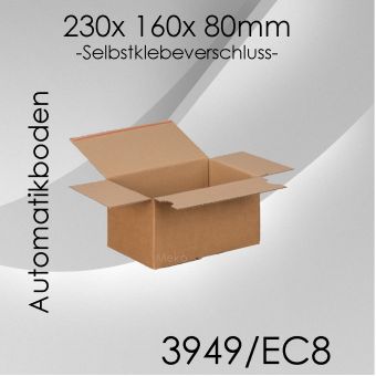 50x Automatikkarton EC8 - 230x 160x 80mm 