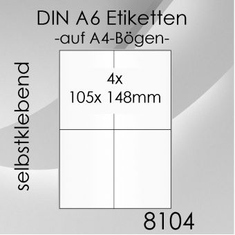 4.000 Etiketten A6 105x 148mm auf DIN A4-Bogen 