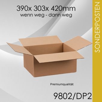 300x Faltkarton 2-wellig DP2 - 390x 303x 420mm 